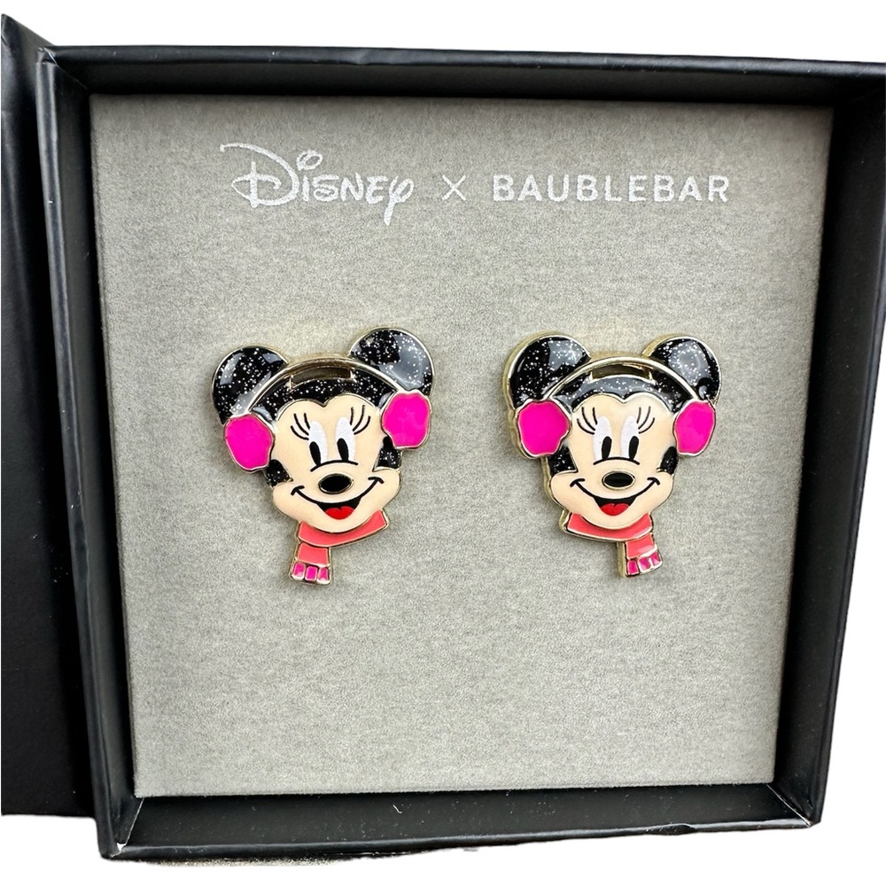 Disney X BaubleBar Minnie Mouse‎ Winter Pink Earmuff & Scarf Earrings